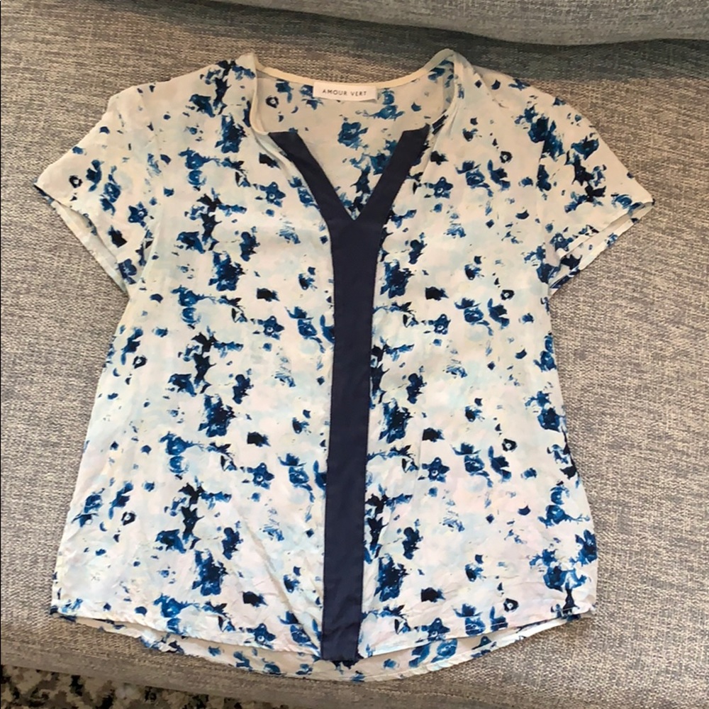 Navy floral blouse